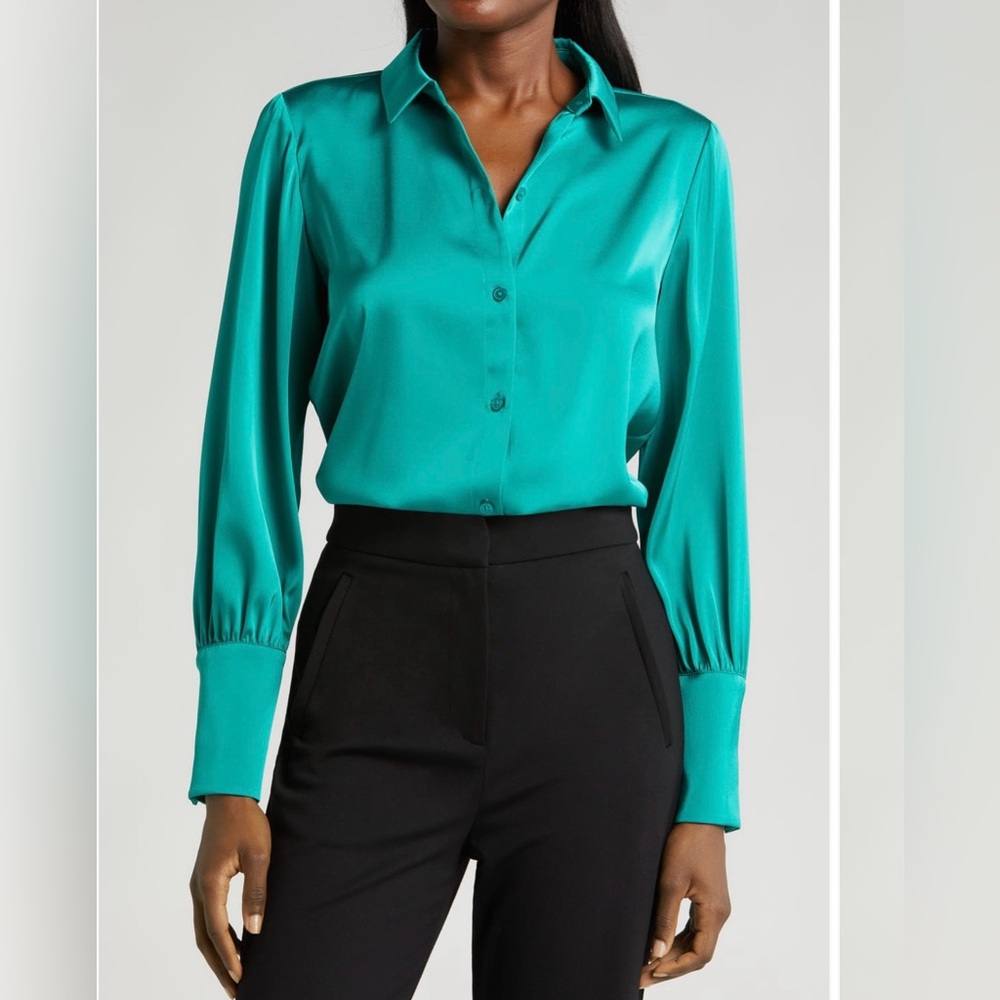 Halogen Green Button Up - Size Large - image 1